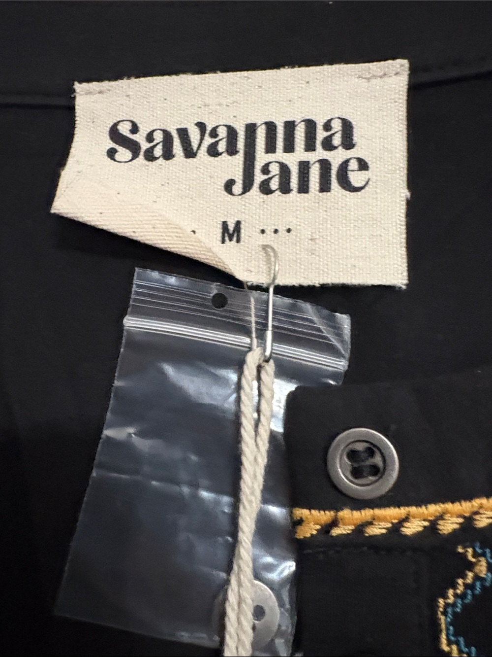 Savanna Jane Black Long-Sleeve Top with Blue and Red Floral Embroidery - Picture 2 of 4